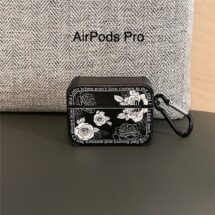 black floral retro style airpods case