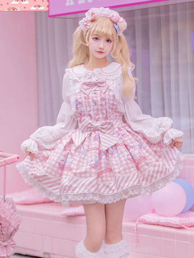 Kawaii Sweet Lolita Sanrio Dress with My Melody, Kuromi & Cinnamoroll -  Kawaii Maho Shop