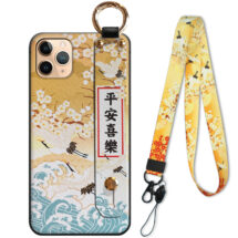 kawaii japanese crane phone case with holder and lanyard