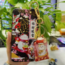 kawaii lucky cat phone case with holder and good luck charm