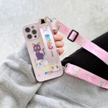 kawaii sailor moon phone case with wrist band and lanyard