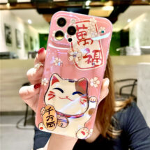 kawaii glitter lucky cat phone case