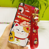 lucky cat phone case with pendant