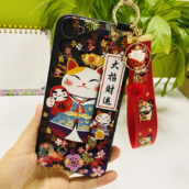 lucky cat phone case with pendant