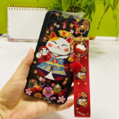 lucky cat phone case with pendant