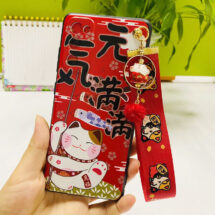 lucky cat phone case with pendant