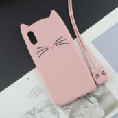 Cat ears phone case with plush