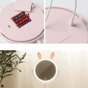 kawaii pink bunny ear mirror led ring light
