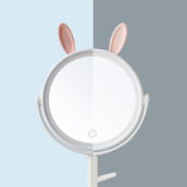 kawaii pink bunny ear mirror led ring light
