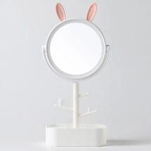 kawaii white bunny ear mirror led ring light