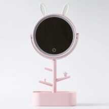 kawaii pink bunny ear mirror led ring light