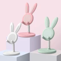 cute pink bunny ear phone stand